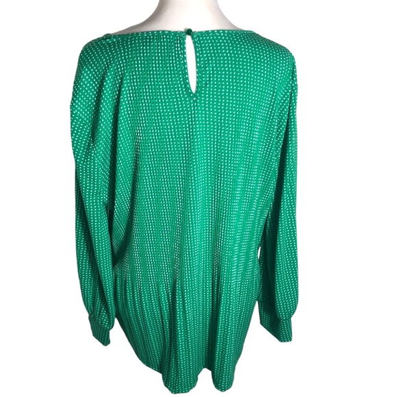 Adriana Papell green/white long sleeve top. Sz Large - Picture 3 of 7